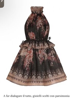 Zimmermann Floral Halter Midi Dress Size 1 US 6 Black Lace Garden Party